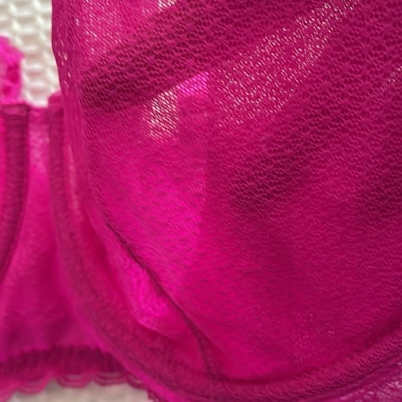 Auden Bra 34C Hot Pink Barbiecore Fairycore Mesh Stretchy Adjustable Sheer Wired - Picture 2 of 11